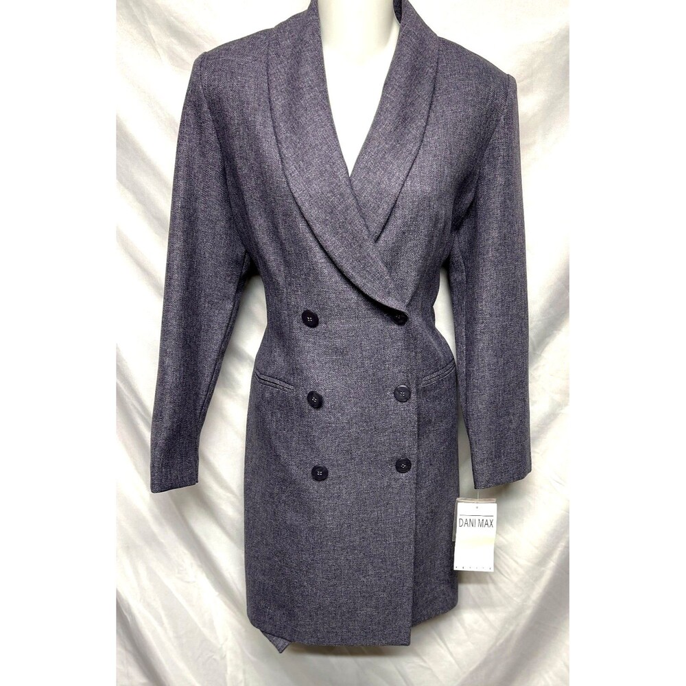 VINTAGE Dani Max Purple Double Breasted Jacket Long Blazer Coat Sz 8 NWT +🎁